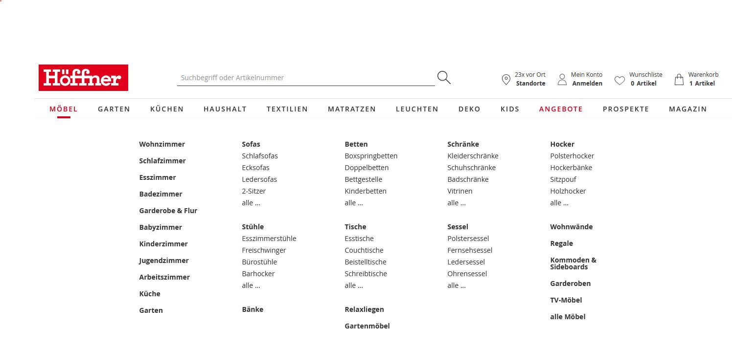 Bestellen im Höffner onlineshop. So funktioniert es